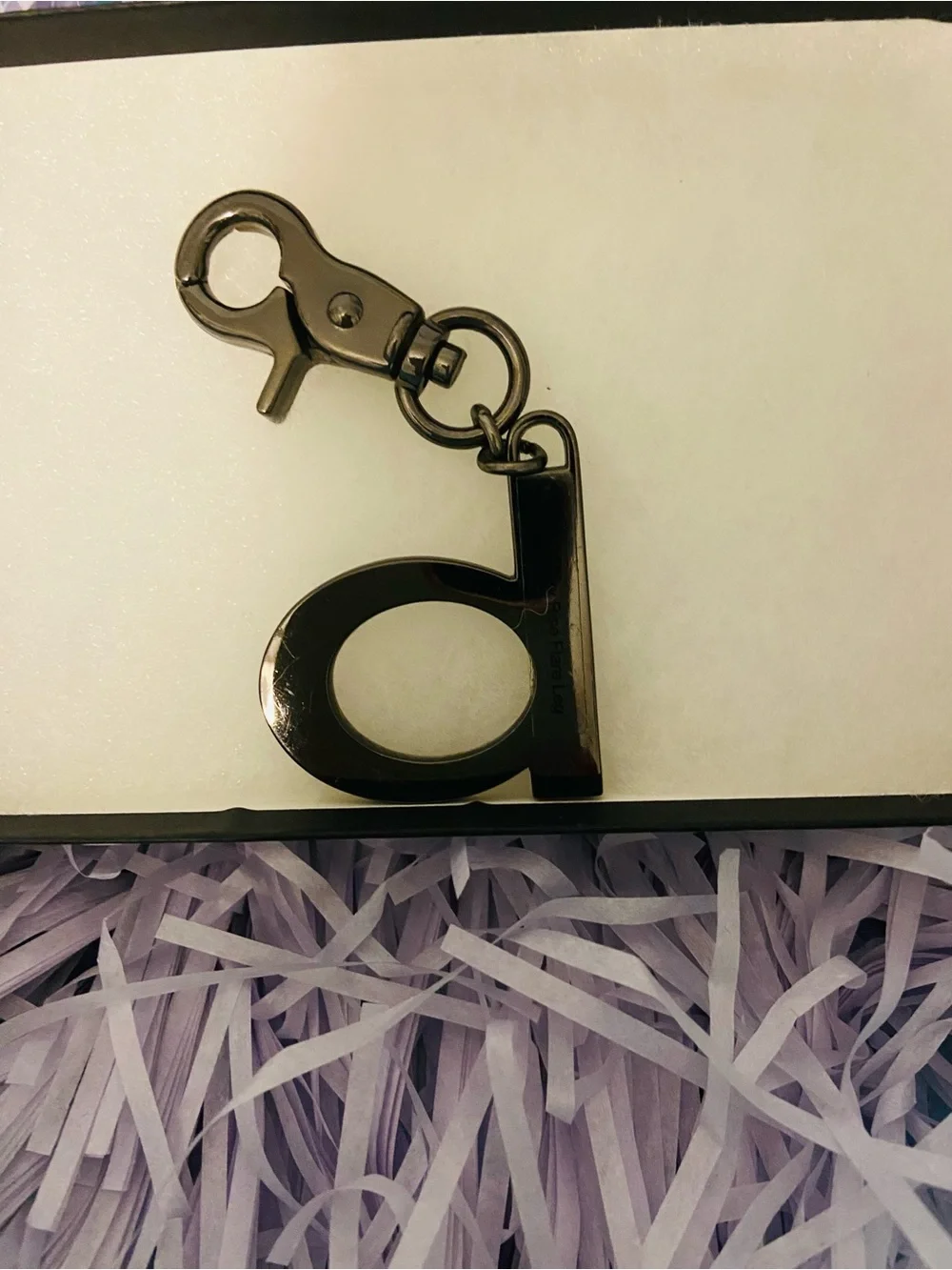 bebe Black Rhinestone 'b' Keyring Charm - Picture 2 of 4